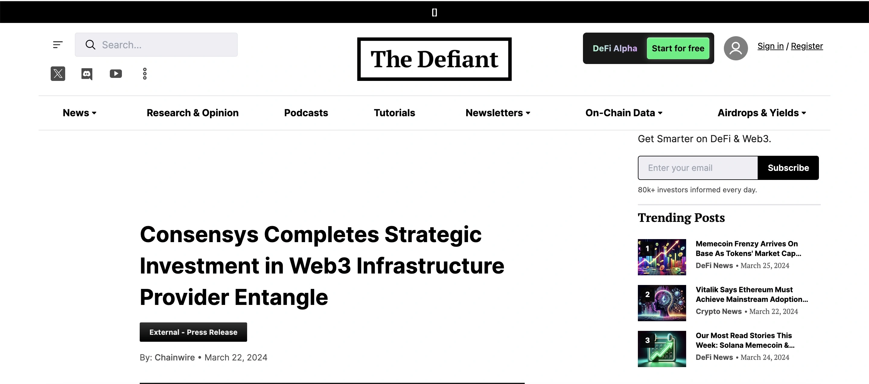 Consensys Completes Strategic Investment in Web3 Infrastructure Provider Entangle ...
